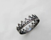There is no quen without a crown, chic-rock oxidized ring,