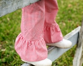 Sizes 3t, 4t, 5t, 6, 7, 8, 10 Red Gingham Single Ruffle Pant