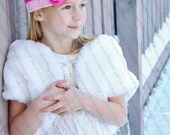 Beanie Hat Crocheted "The Oceana" Hot Pink Pastel Pink Open Weave Beanie Trim Flowers