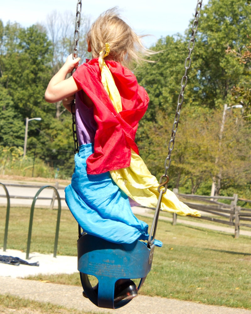 Play Silks in Red, Yellow, and Blue: Set of Three 30" x 30" Primary Colors Silks