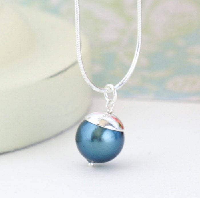 Peacock Blue Necklace, Teal Sterling Silver Necklace - Stunning Simplicity, Dreamy