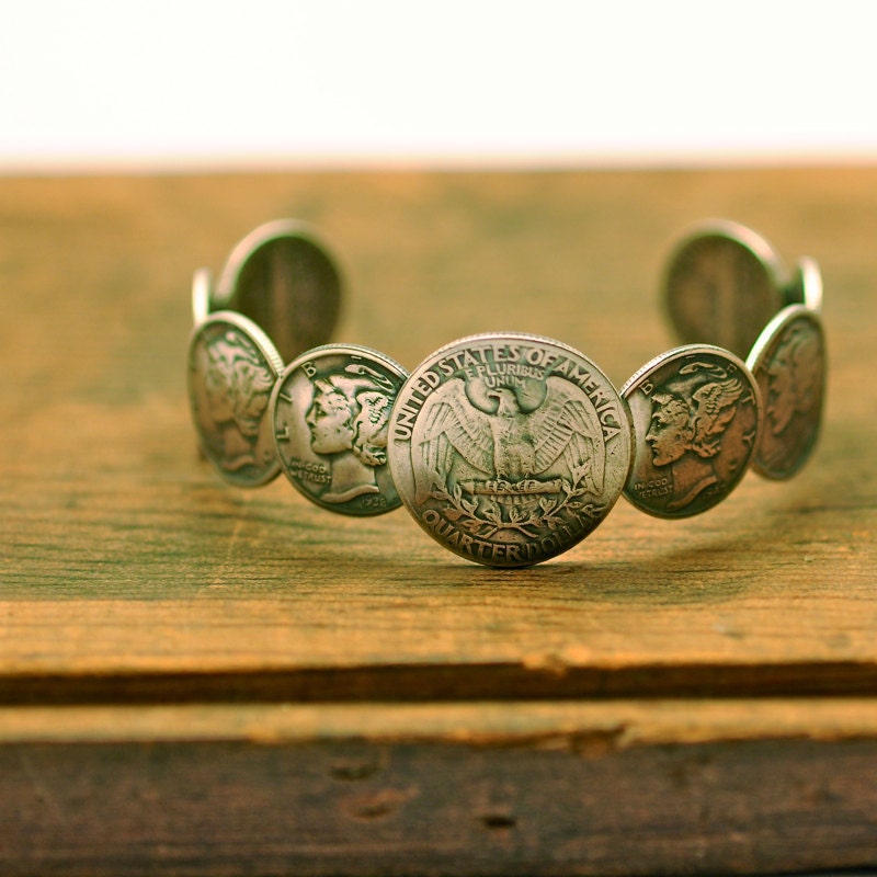 Liberty Cuff Bracelet old silver US coins