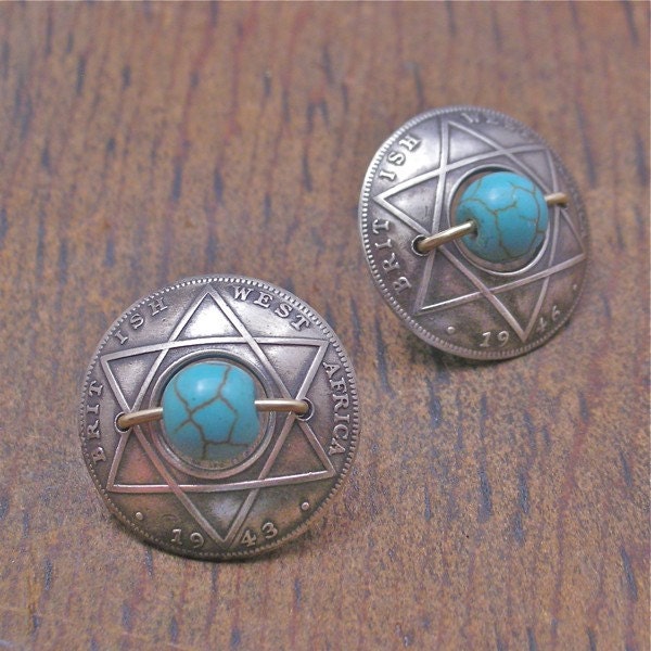 turquoise David's Star earrings