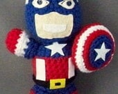 Captain America superhero amigurumi doll