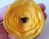 Bright Yellow Poppy made of Fabric - Pin