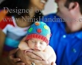 BLUE POLKA Baby Beanie, Polka dot hat, Editors pick, rainbow hat, childrens clothing, childrens accessories, newborn hat