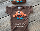 ORANGE  Alien  Monster Beanie and Onesie-  Monster hat, and monster onesie, childrens accessories, childrens clothing, baby hat