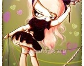 Little Tight Rope Walker-Vintage Circus Girl-Big Eye Art-Pinkytoast Art Print