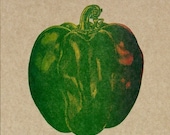 FARMERS MARKET Bell PEPPER Hand Printed Letterpress Poster