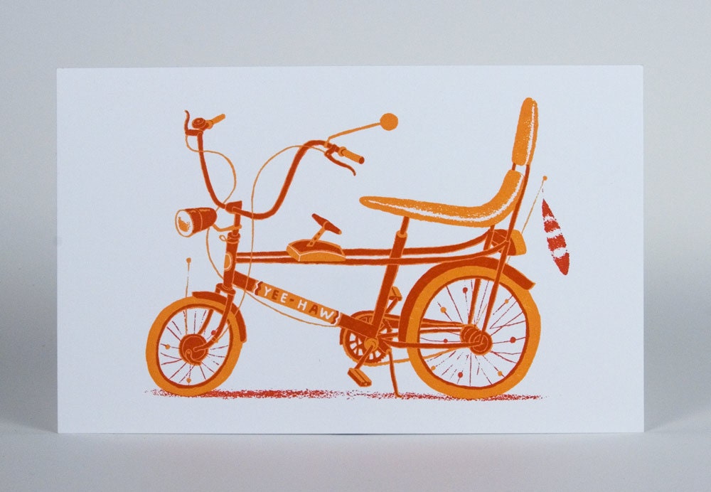 CHOPPER BICYCLE Print Hand Printed Letterpress with Kraft Envelope
