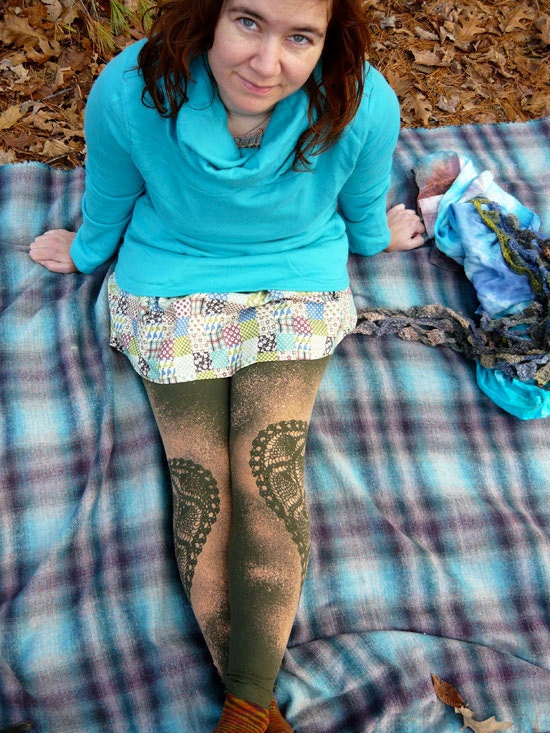 made to order doily print leggings