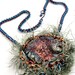Chainmaille Fiber Art Necklace Raku Pendant Multicolor