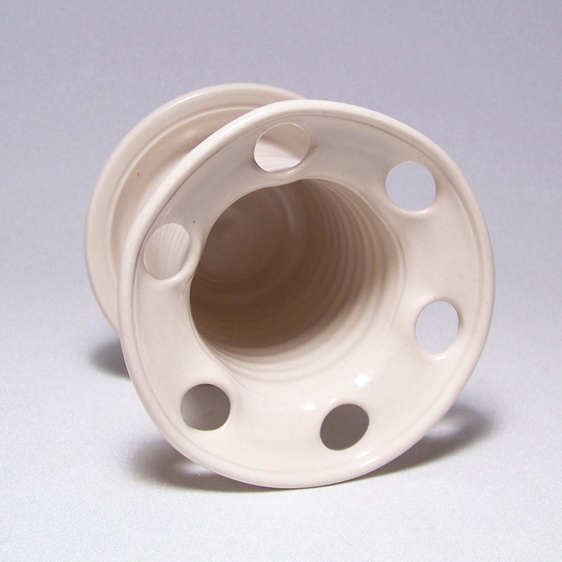 Stoneware Toothbrush Holder for Six Brushes Cream Color and Handmade
