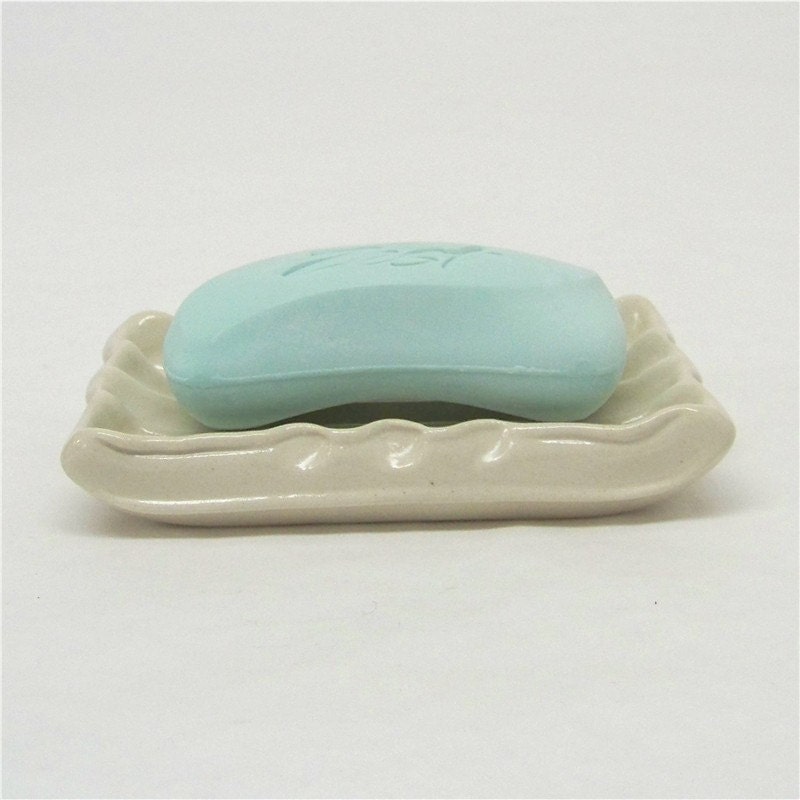 Soap Dish in Cream (white stoneware altered extrusion)