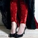 Red Crushed Velvet Leggings by Kambriel - Brand New