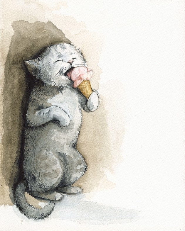 Stolen Cone , cat art, children, decor