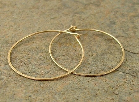 Small Gold Hoops 14k Gold Filled 1" Hoop Earrings, Modern Contemporary Jewelry