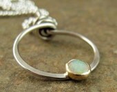 Solid Gold Sterling Silver Opal Necklace Genuine Coober Pedy Opal Jewelry, October Birthday Birthstone