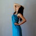 velvet GRECIAN dress / 1970s  HALTER dress