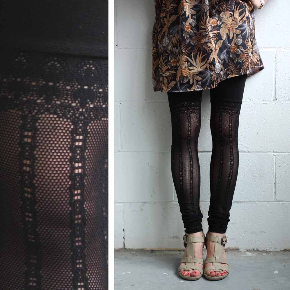 Lace Leggings - Subtle Faux Thigh High - S, M, L