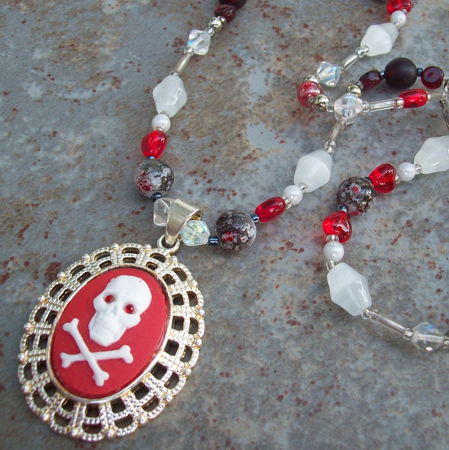 Red Skull Cameo NECKLACE