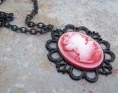 Red Cameo Charm and Chain
