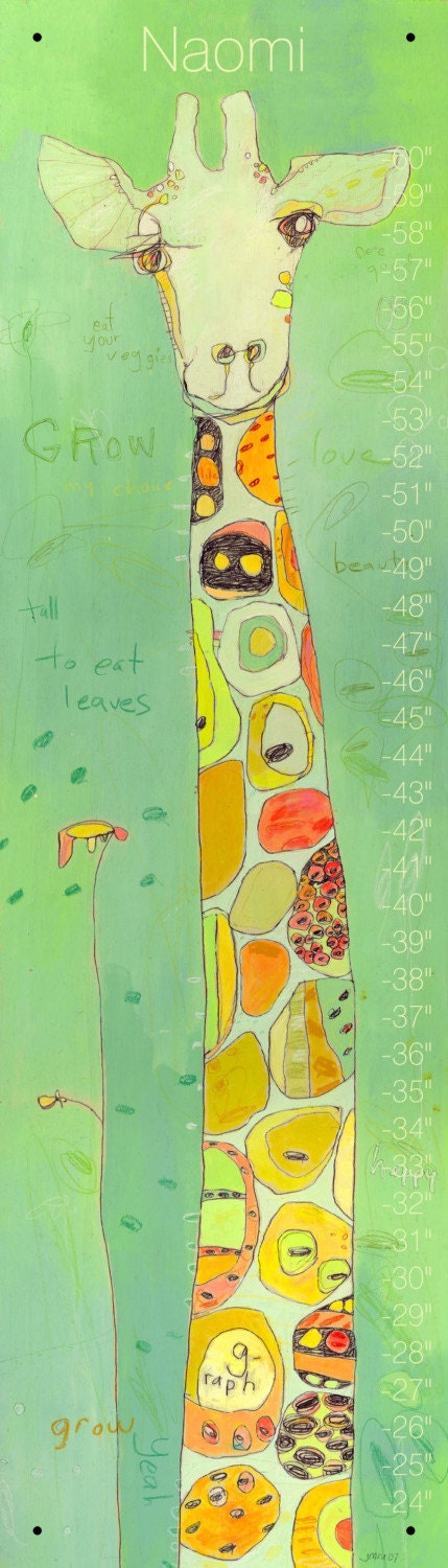 Grow Giraffe Canvas Growth Chart by Jennifer Mercede  42X12
