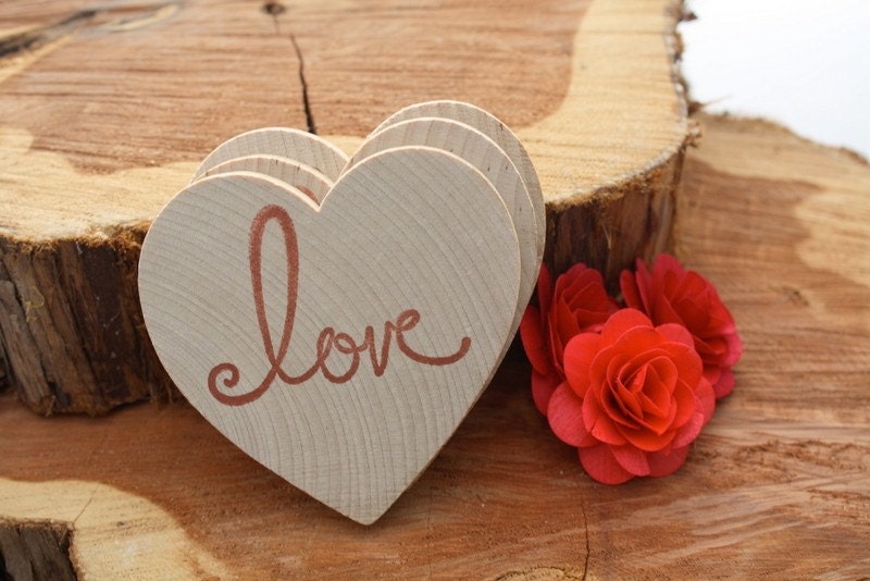 Rustic Love hearts set of 10 FREE SHIPPING