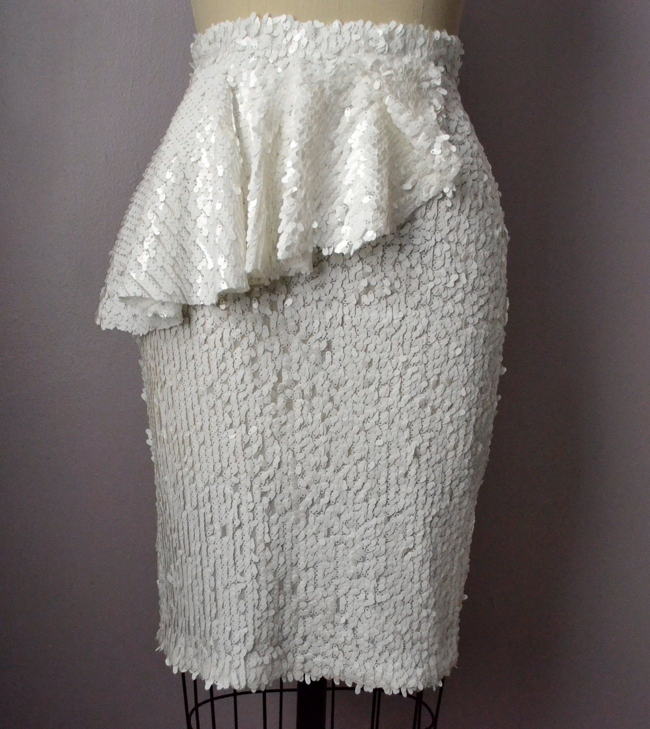 Ruffle Front Sequin Pencil Skirt