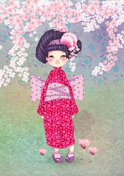 Miss japan  digital art Print