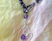 Amethyst, Sterling Silver Lariat Necklace - "The Passionate Heart" Lariat Necklace