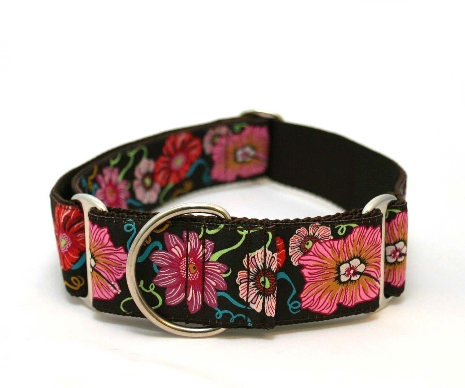 1.5" dog collar Morning Glory buckle or martingale collar