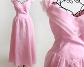 Vintage Prom Dress - Cotton Candy Barbie Pink Pastel Gown - XXS or Teen - Rose Petal Valentines Day