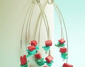 Turquoise & Cinnabar Fireworks Earrings