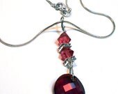 Red Swarovski Elements Bicone Crystal Necklace Set - Birthday Bridal Wedding Special Occasion