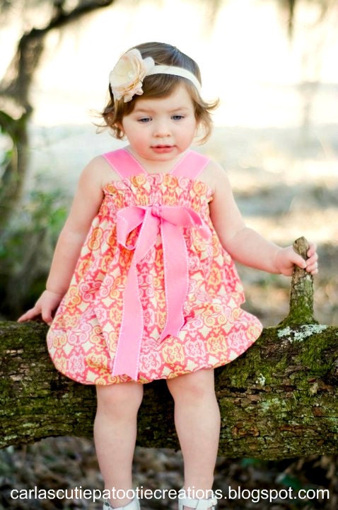 WHIMSY Couture Sewing Tutorial Strappy Top And Dress sizes 6m through 12 girls Pdf 2 versions