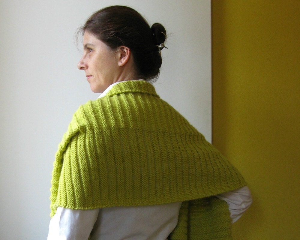 Scarf Knitted in Lemon Yellow Merino Blend Wool