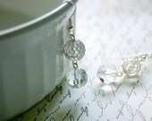 Crystal Drop and Silver Mesh Earrings