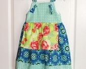 Girls Tumble Roses Apron Knot Dress 12m 18m 24m 2T 3T 4T 5 6