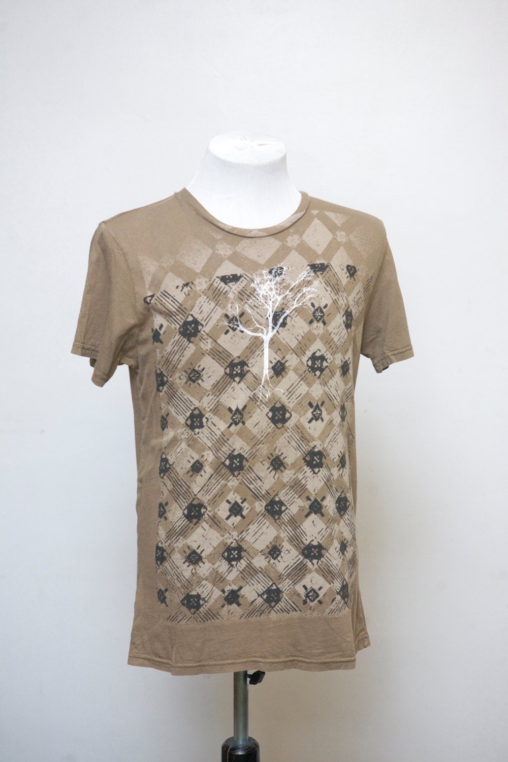 Small Upcycled Tee Shirt with Screen Printed Tree