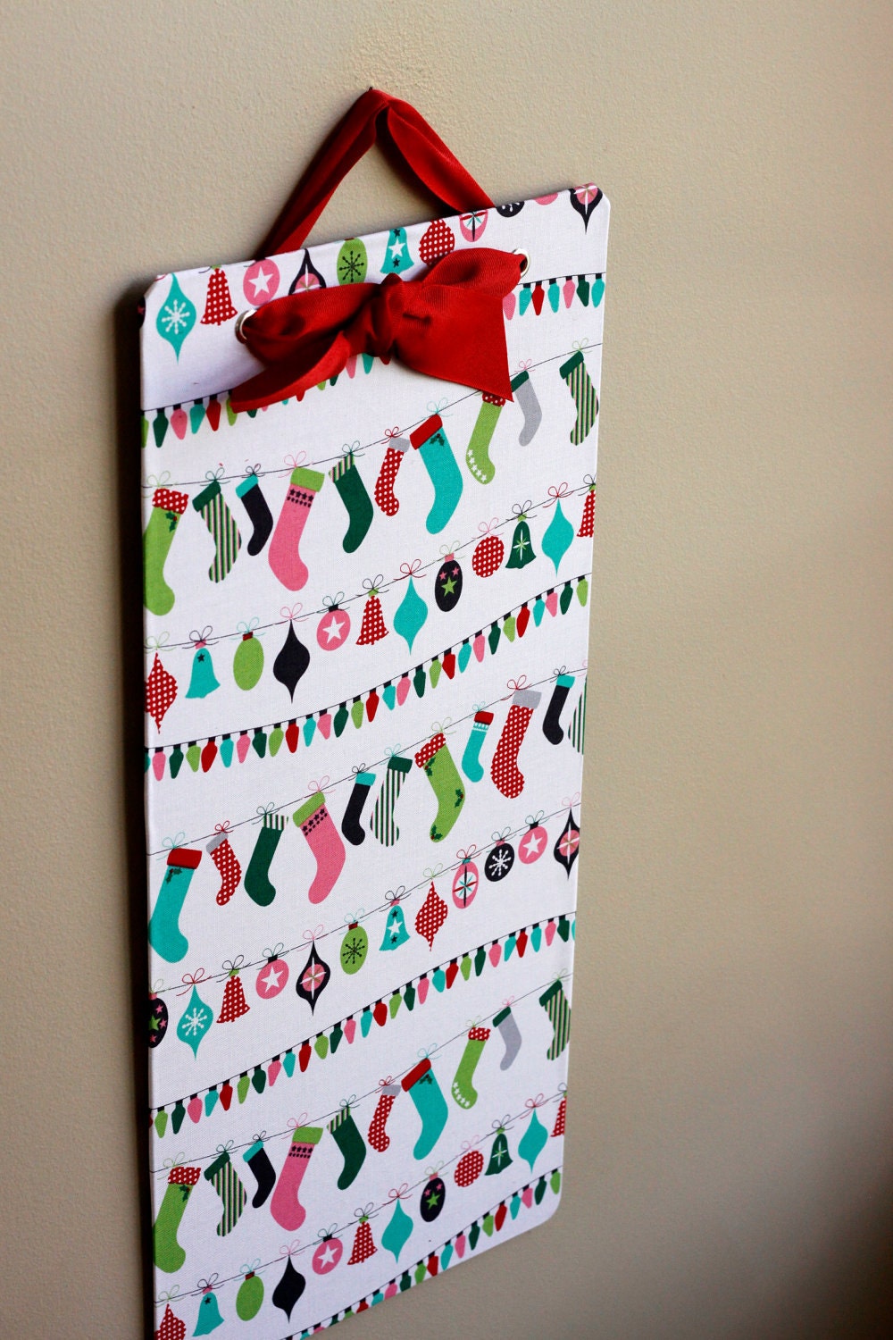 Magnet Board (9.5x20 Tall/Skinny) - Magnetic Memo Board - Bulletin Board - Deck the Halls in Multi - READY TO SHIP