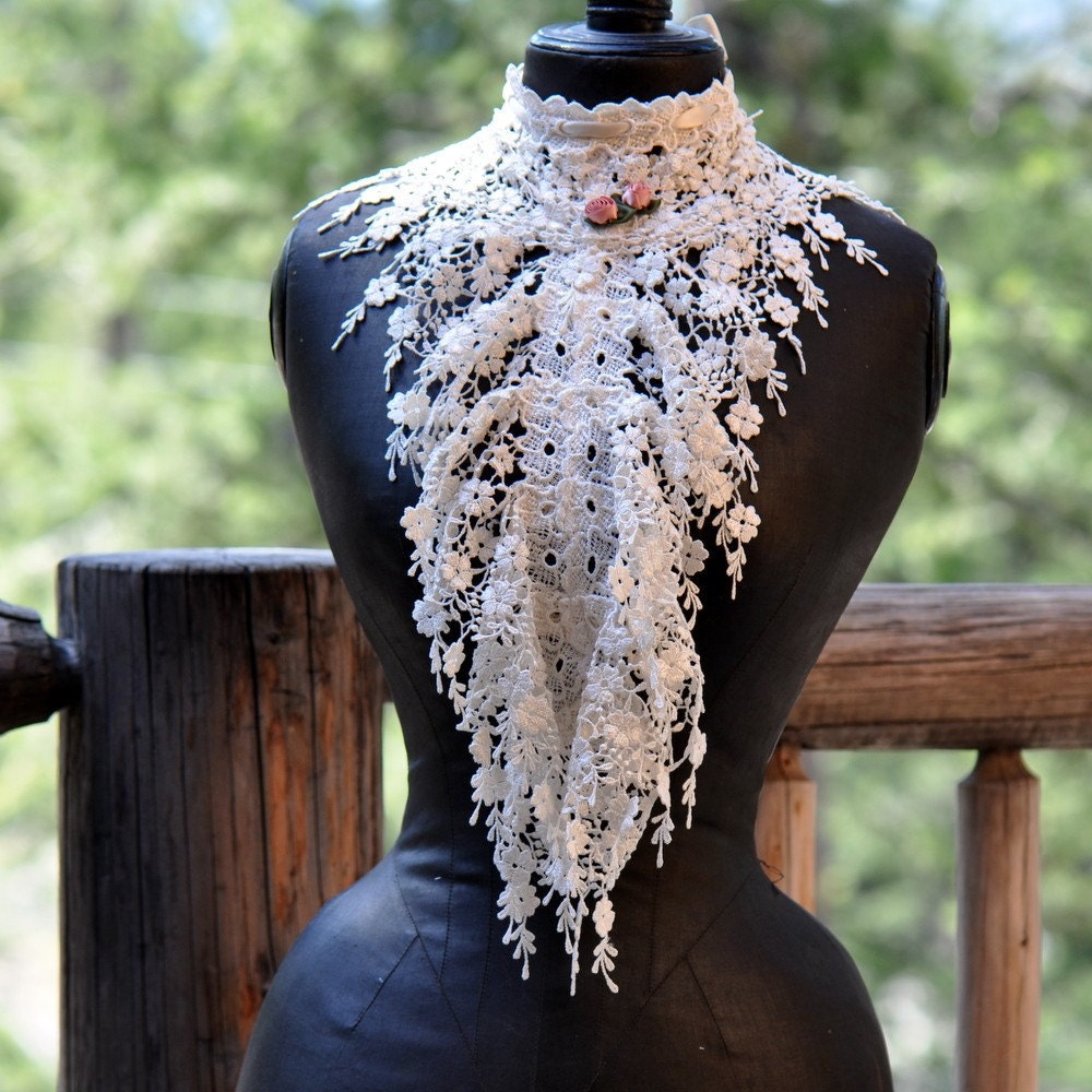 Lace jabot, accessories, Lace Scarf, Ruffle, Neck Tie, Steampunk