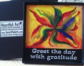 GRATITUDE 3x3 MAGNET Inspirational Words Greet the Day Affirmations Heartful Art by Raphaella Vaisseau