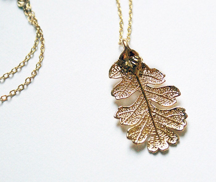 Small 24k gold dipped oak leaf