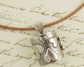 Leather and Sterling Silver Heart Locket Necklace