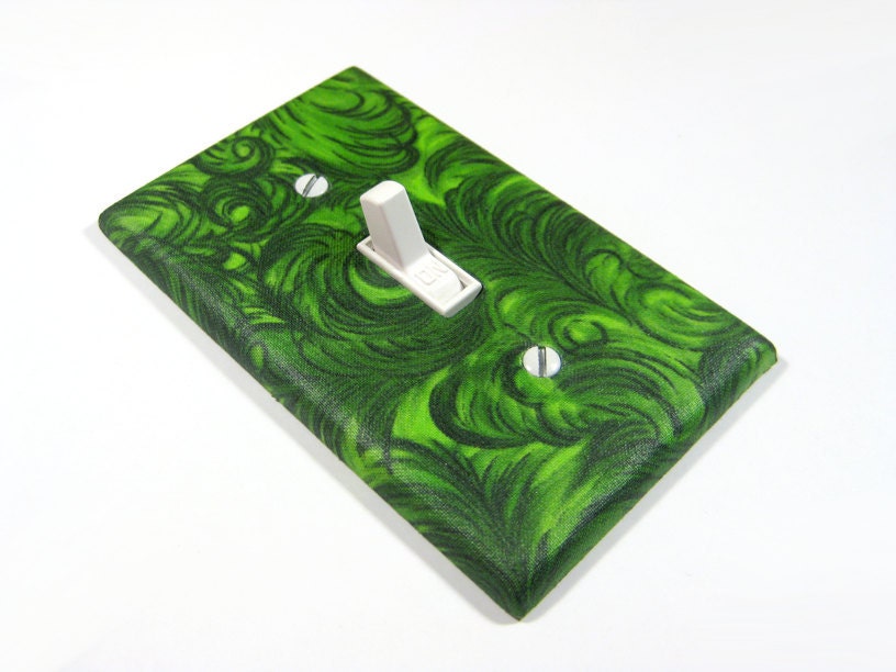 Emerald Green Peacock Feather Swirls Light Switch Cover Modern Home Decor Switchplate Switch Plate Wall Art Decoration 345