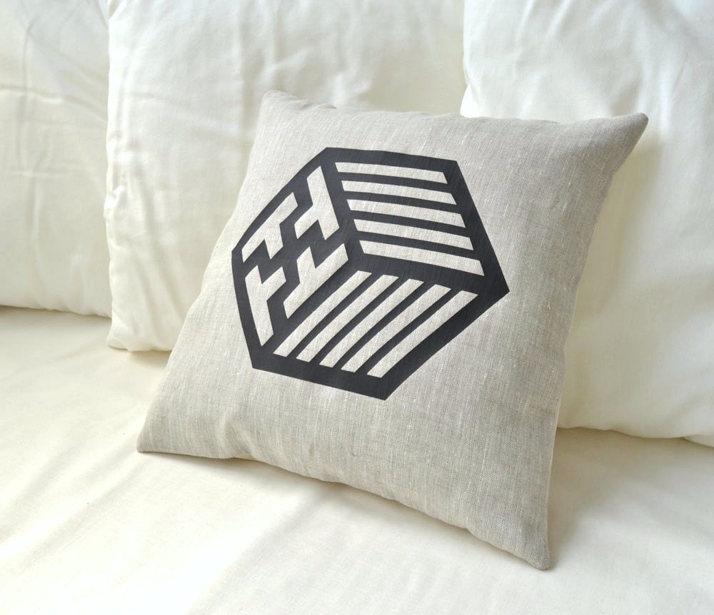 Japanese kimono pattern linen pillow cover
