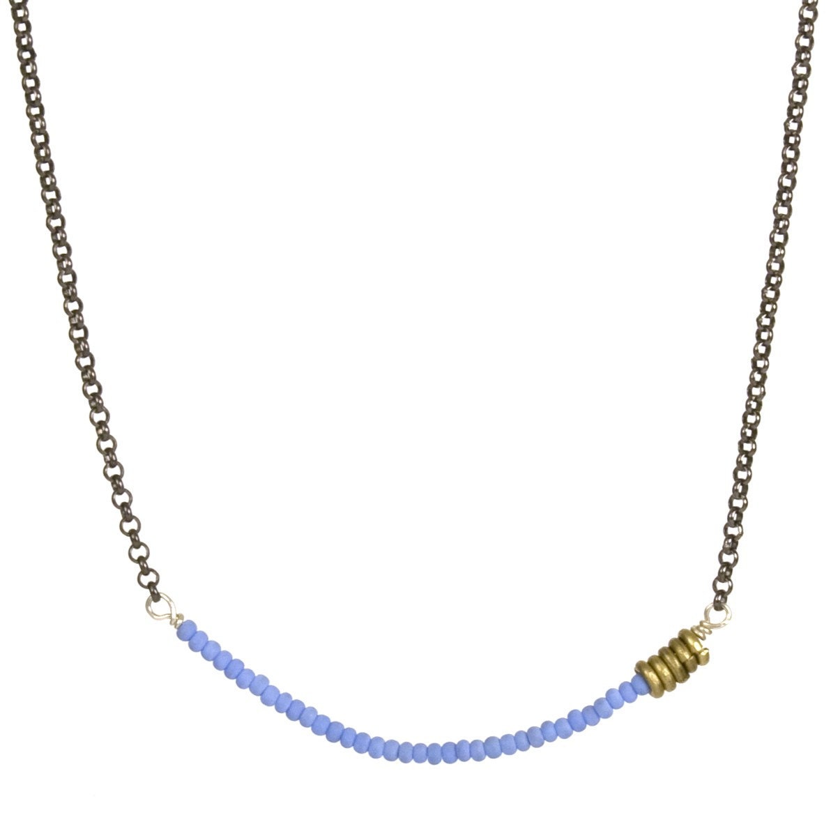 Simple bead necklace - blue tribal
