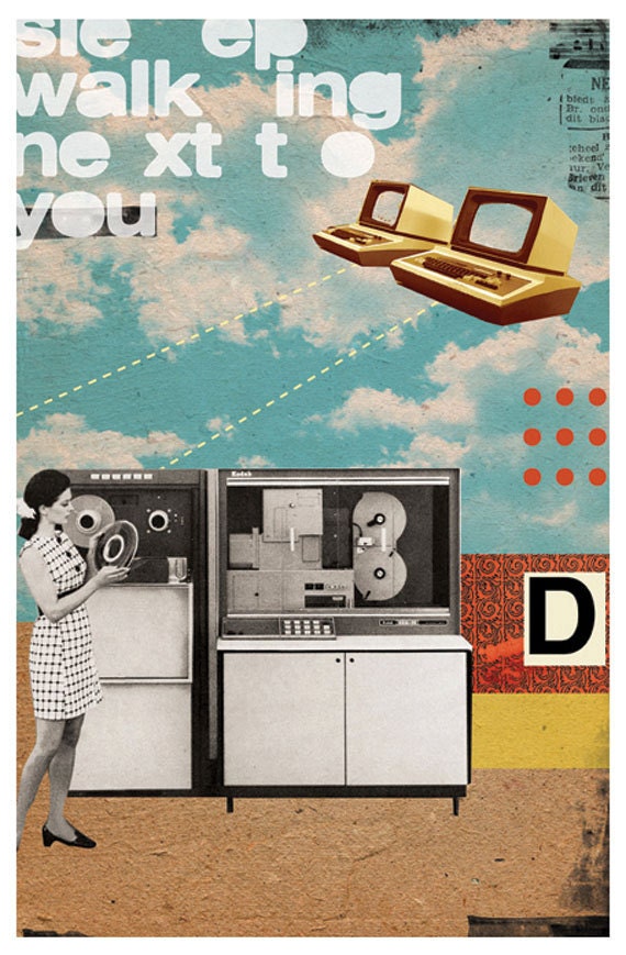 Sleepwalking Next to You - Vintage Collage poster 11x17