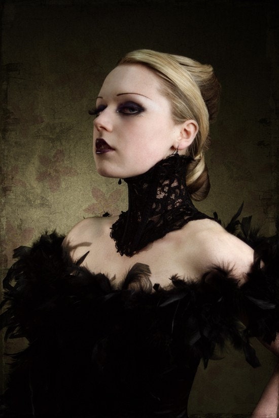 Elegant Victorian Steampunk inspired black lace neck corset - any size you need